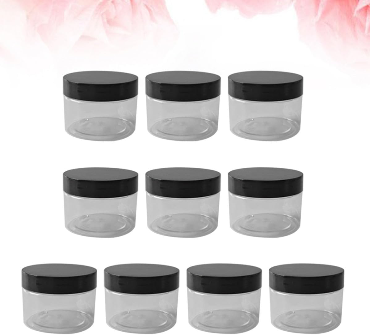 10pcs Ml Plastic Empty Cream Jar with Black Lid for Travel