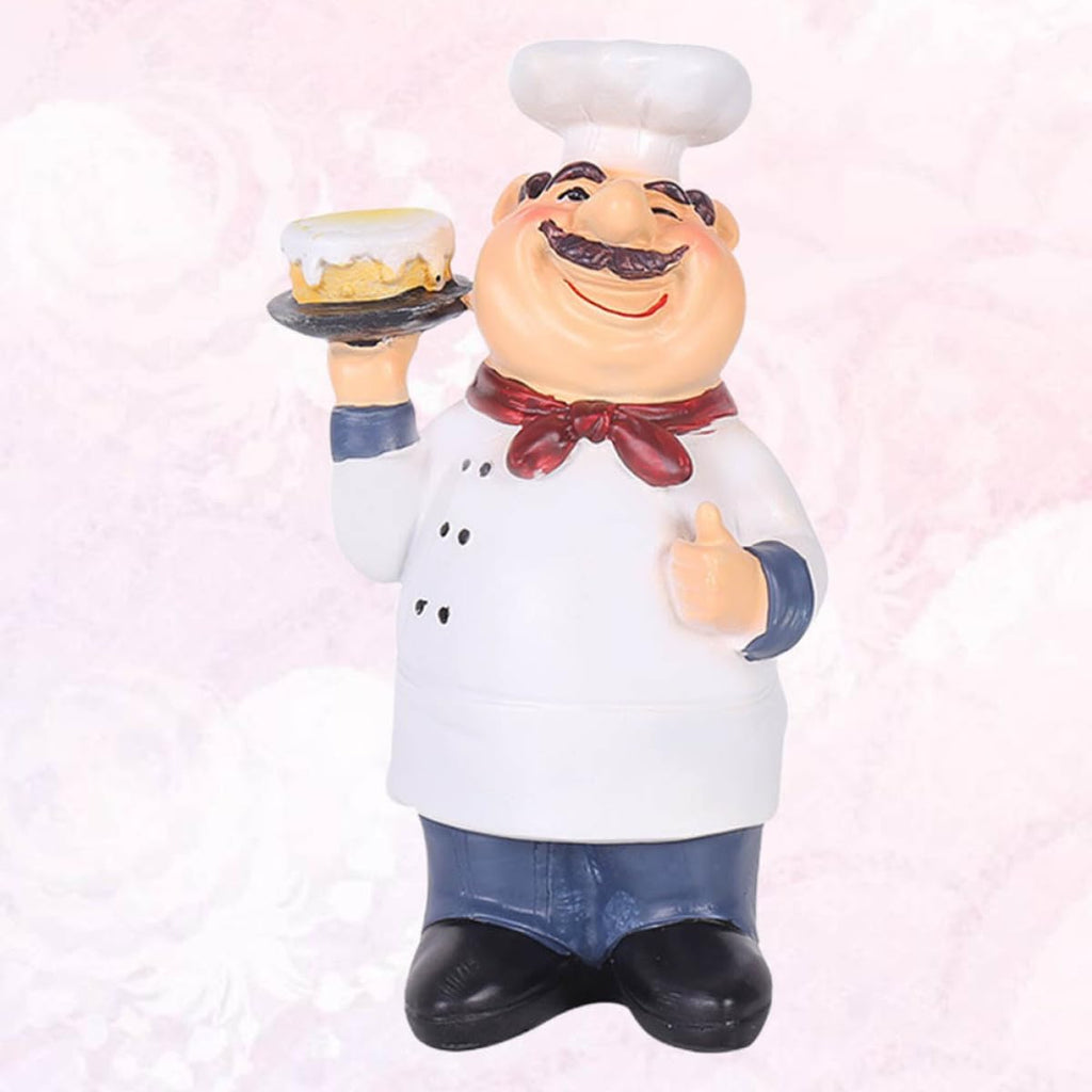 Creative Cake Chef Figurine Resin Mini Sculpture for Home Decor White Collectible Accent, Portable and Practical, Crafted for Kitchen Tabletop, Bar, Cafe Display