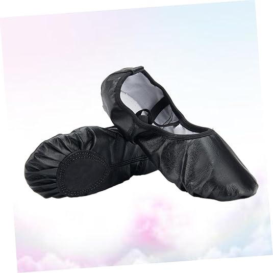 Ballerina Shoes for Women Lightweight Dance Slippers Stretch Belt Yoga Gymnastics Black