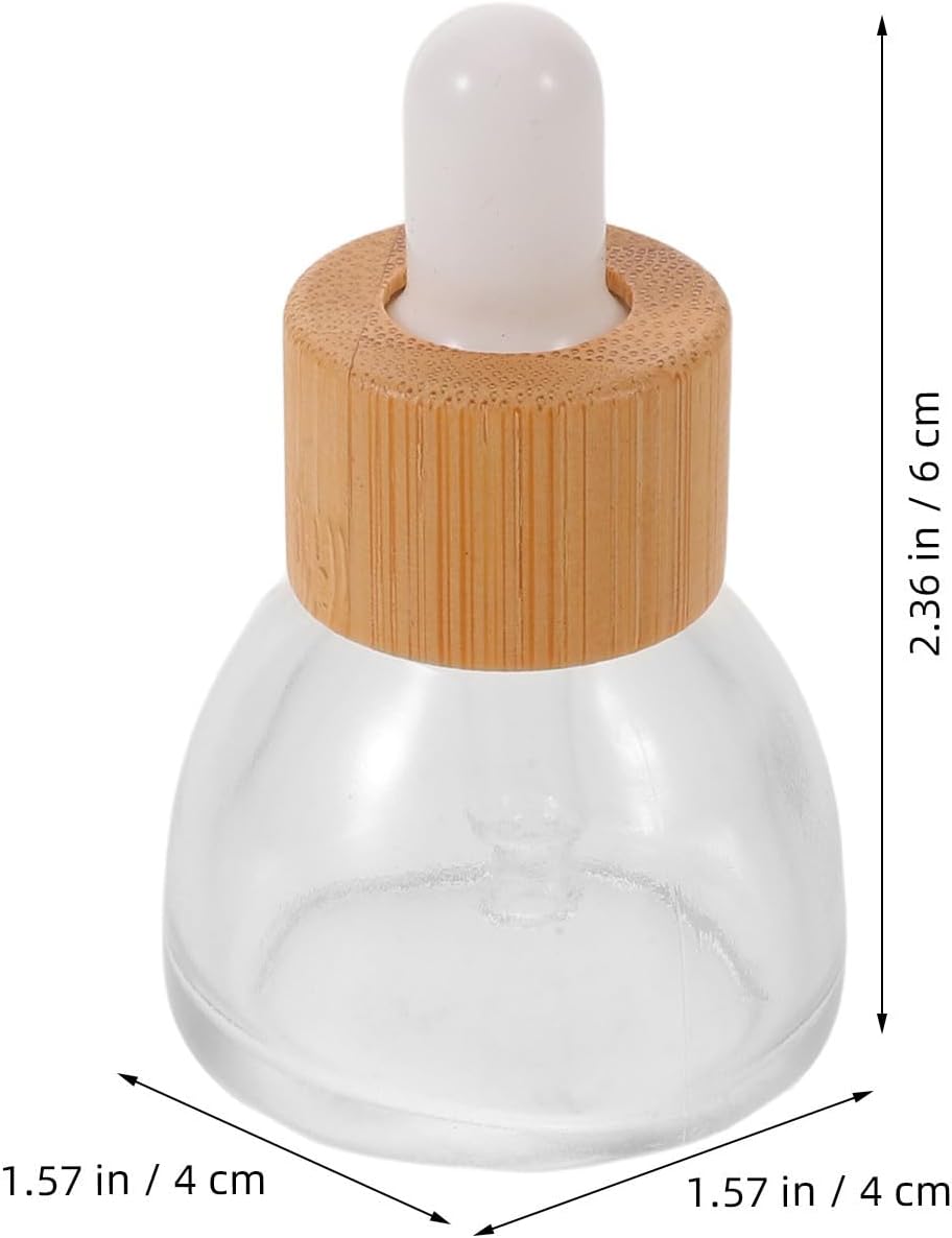 8pcs 15ml Refillable Dropper Bottles for Essential Oils Glass and Plastic Parts, Leak Proof Storage, White Finish, Travel and Salon Use, Wood Grain Ring