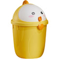 Cute Chick Shaped Small Trash Can with Lid for Office Desk PP Plastic Build, Compact Yellow Design, Keeps Tissues and Wrappers Tidy in Playrooms