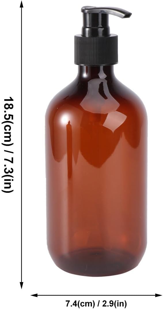 2pcs Ml Plastic Empty Shampoo Pump Bottle Dispenser for Lotion Brown Refillable Container, Airtight Improved Pump, Liquid Soap Use, Home Bathroom Storage