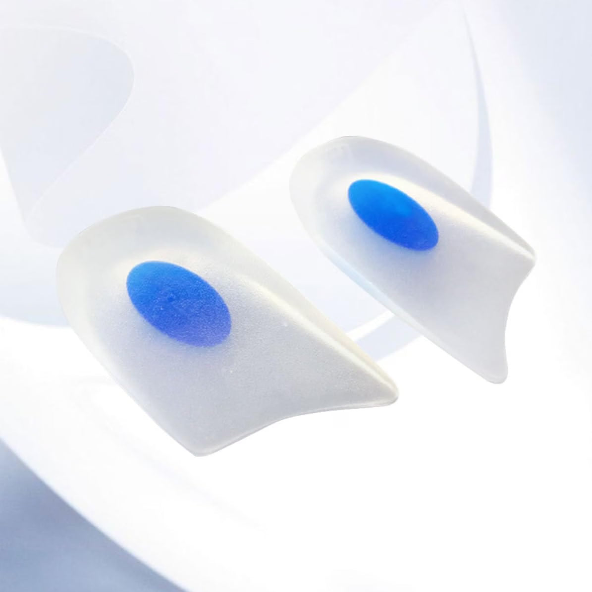 Silicone Heel Cushion Insoles for Men, One Pair, White Anti Skid Support, Motion Control and Stability, Athletic Use, Free Size Fit