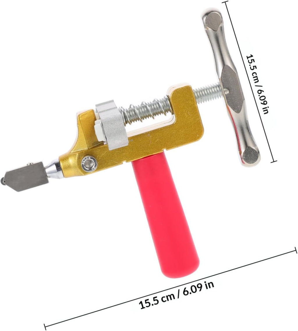 Professional Roller Glass Cutter for Tile and Mirror Home Use Plastic Alloy Build, Integrated Cutting Tool, Non Slip Ergonomic Handle, Golden Finish, Home Decoration Work