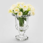 8 Inch Glass Urn Vase, Vintage Crystal Pedestal Vase for Wedding Centerpieces