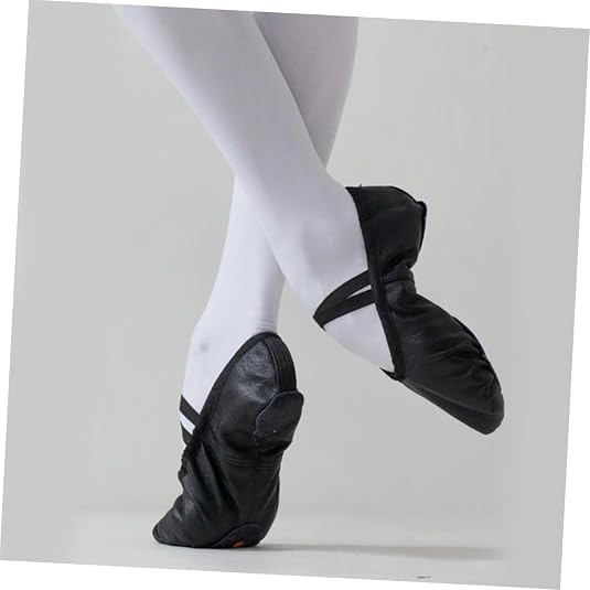 Ballerina Shoes for Women Lightweight Dance Slippers Stretch Belt Yoga Gymnastics Black