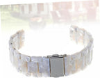 2cm Wide Resin Watchband with Quick Release and White Flowers Adjustable Holes, for Smartwatch and Wrist Wear, Casual Outings or Workplace Style
