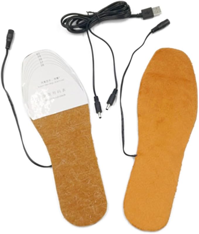 USB Heated Insoles Free Size 36-41 for Women Plush EVA Built-in Micro Heater, Low Power Use, Washable, Quick Heating, Includes USB Cable for Daily Winter Comfort