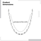 925 Sterling Silver Necklace for Women, Oval Bead Chain with Heart Pendant & Adjustable Lengt