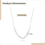S925 Sterling Silver Necklace, Adjustable Square Pendant Chain with Rhodium Plating & Gift Box