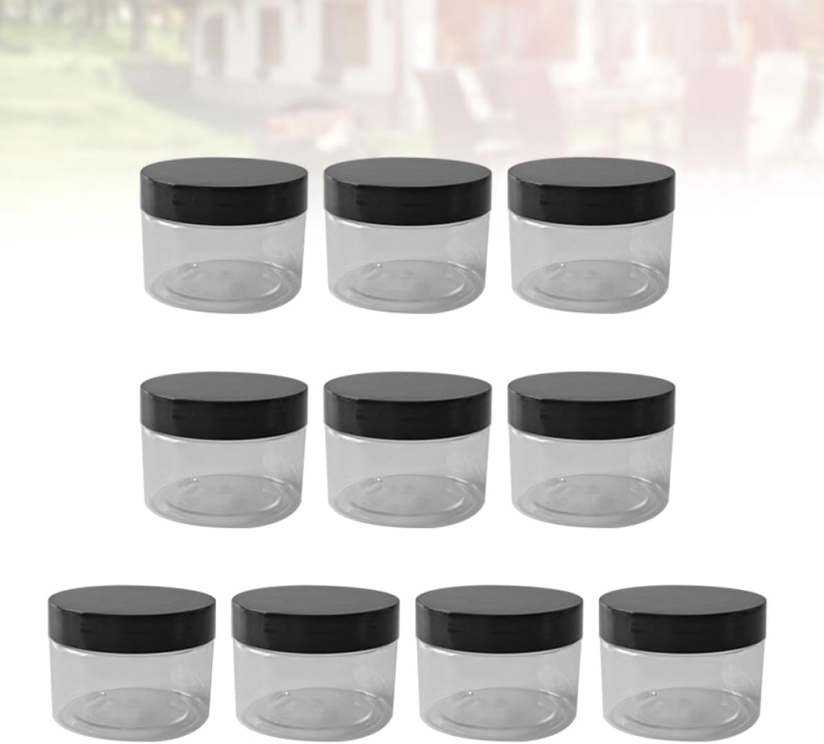10pcs Ml Plastic Empty Cream Jar with Black Lid for Travel