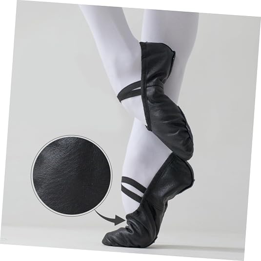 Ballerina Shoes for Women Lightweight Dance Slippers Stretch Belt Yoga Gymnastics Black