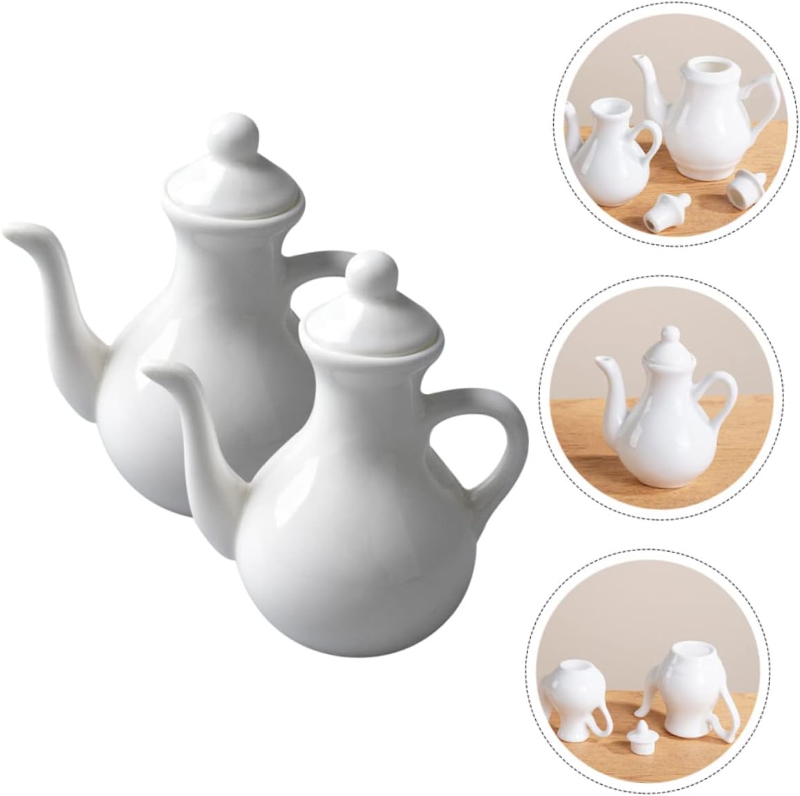 2pcs Ceramic Vinegar Pot Vinegar Dispenser Syrup Cruet Bottle Olive Oil Bottle Dispenser Ceramic Oil Dispenser Sauce Pitcher Kitchen Multifunction Ceramics Sauce Pot White