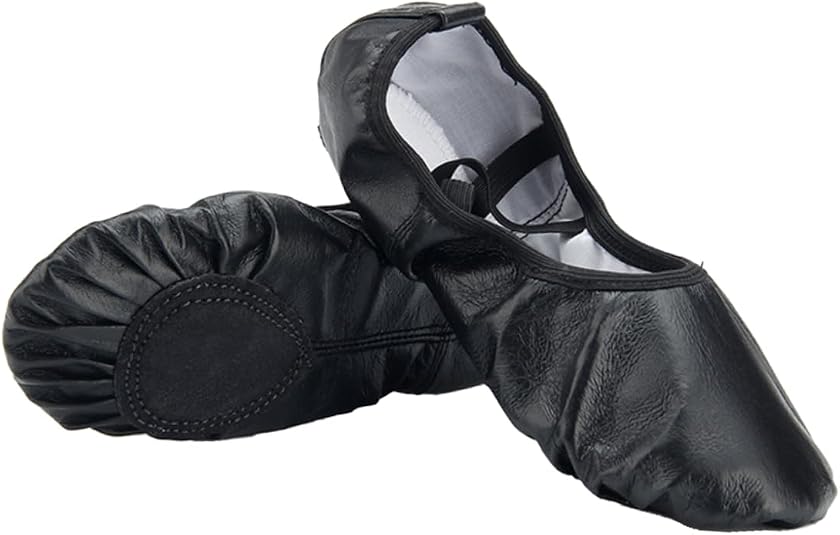 Ballerina Shoes for Women Lightweight Dance Slippers Stretch Belt Yoga Gymnastics Black