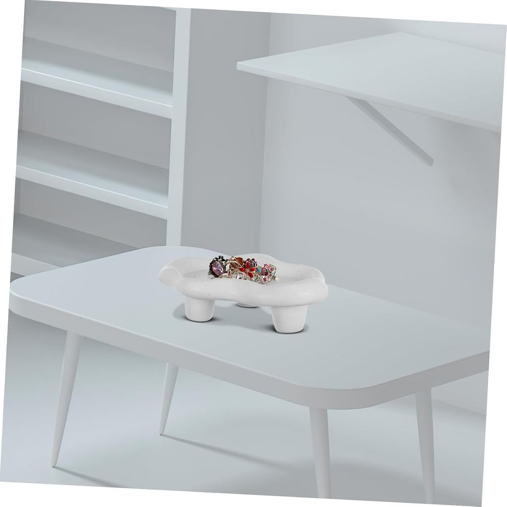Ceramic Cloud-Shaped Jewelry Tray Cute Trinket Dish for Home Decor Elegant Holder for Organizing Keys and Accessories Bedrooms and Living Rooms