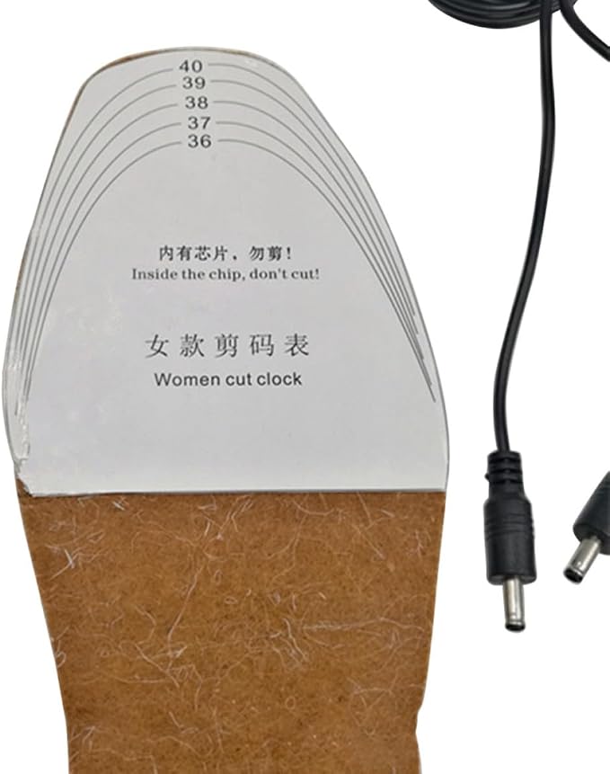 USB Heated Insoles Free Size 36-41 for Women Plush EVA Built-in Micro Heater, Low Power Use, Washable, Quick Heating, Includes USB Cable for Daily Winter Comfort
