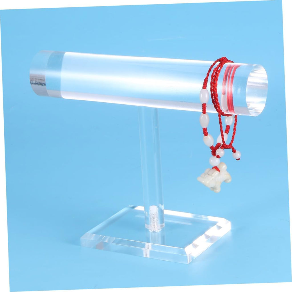 Acrylic Single Layer Bracelet Display Stand T Bar Organizer Desktop Holder for Beaded Bracelets and Hair Bands, Tidy Countertop, Quick Access for Makers