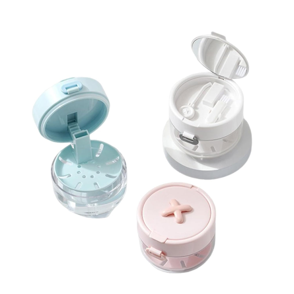 Retainer Cleaner Case Travel Storage Box With Drain Tray (3 Pcs) Stores And Soaks Retainers Safely For Daily Cleaning At Home Or While Traveling