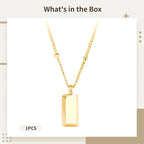 S925 Sterling Silver Small Bar Necklace for Women, Gold-Plated Pendant with Adjustable Chain