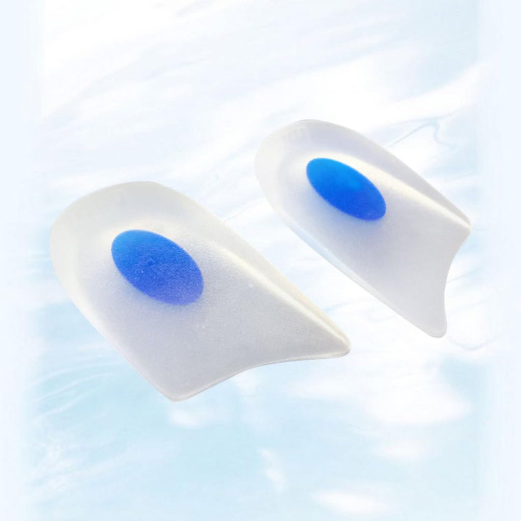 Silicone Heel Cushion Insoles for Men, One Pair, White Anti Skid Support, Motion Control and Stability, Athletic Use, Free Size Fit