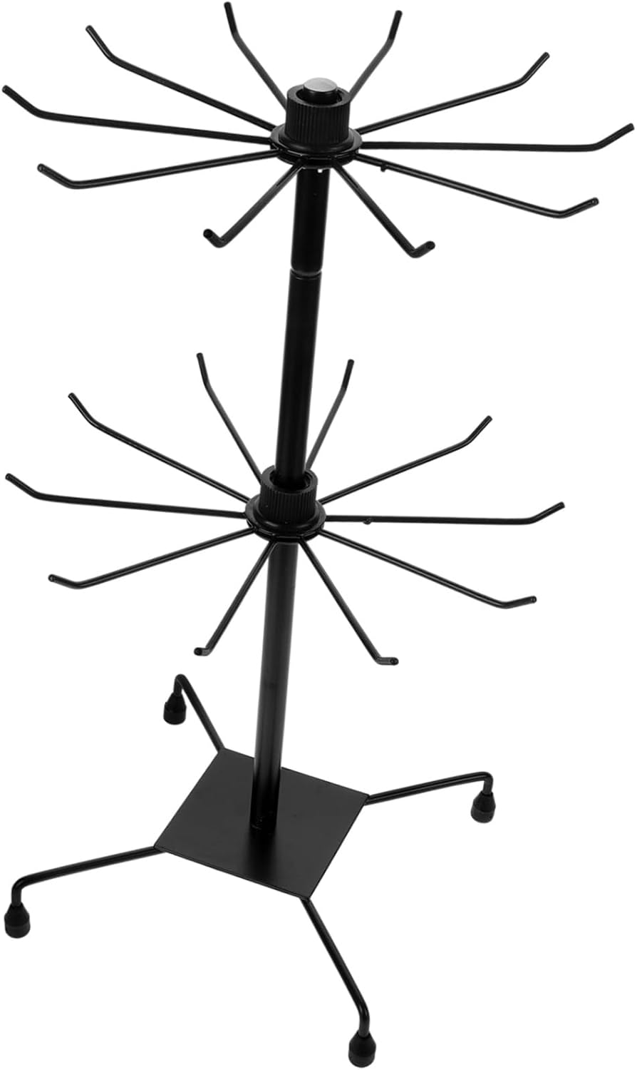 Rotating Jewelry Display Stand Double Tier Iron Rack Black Lightweight Rotating Design, Stable Structure, for Necklaces, Earrings, Bracelets, Organized Storage