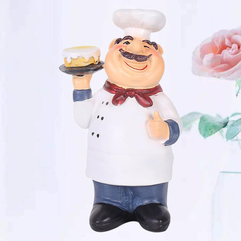 Creative Cake Chef Figurine Resin Mini Sculpture for Home Decor White Collectible Accent, Portable and Practical, Crafted for Kitchen Tabletop, Bar, Cafe Display