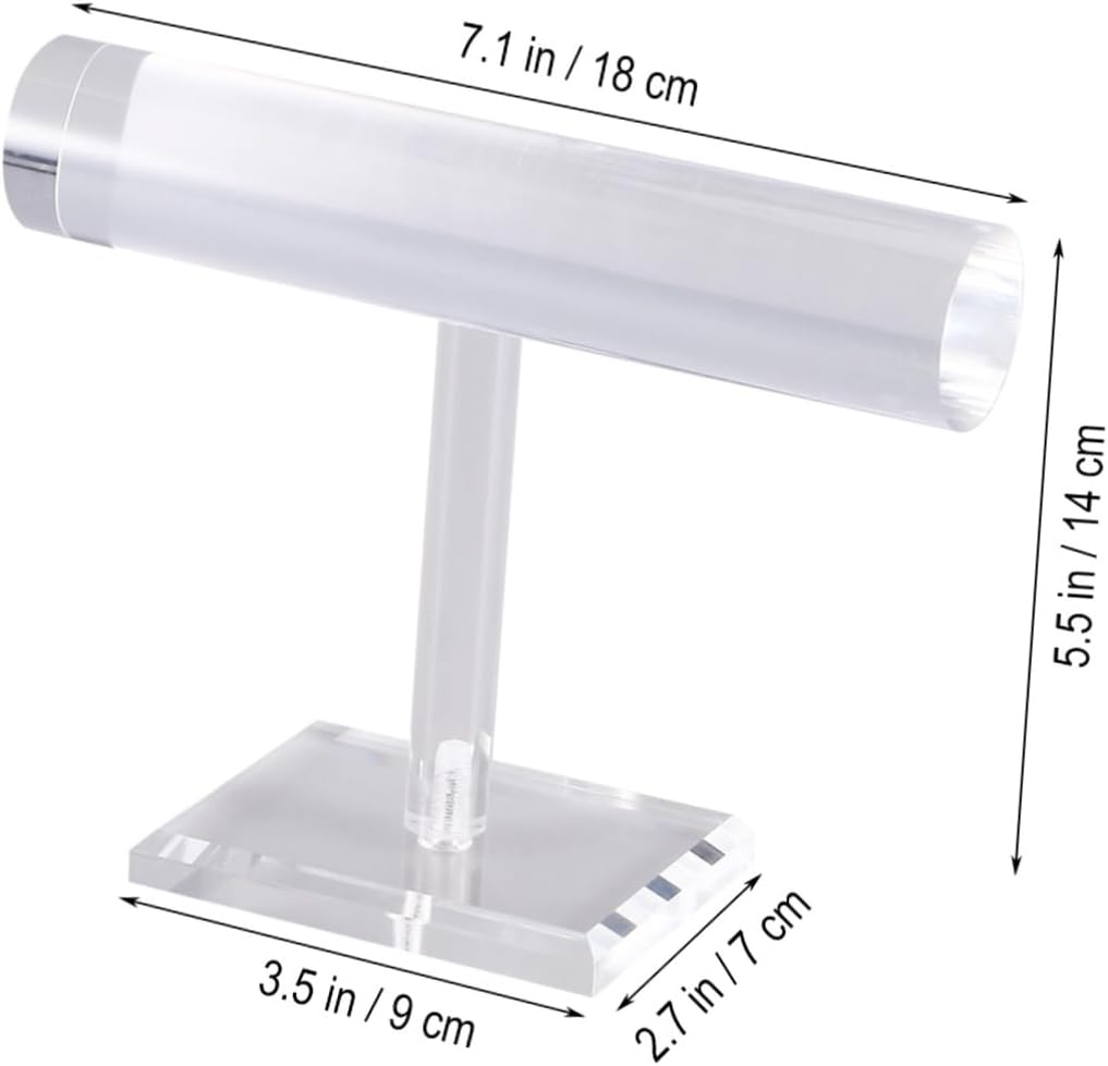 Acrylic Single Layer Bracelet Display Stand T Bar Organizer Desktop Holder for Beaded Bracelets and Hair Bands, Tidy Countertop, Quick Access for Makers