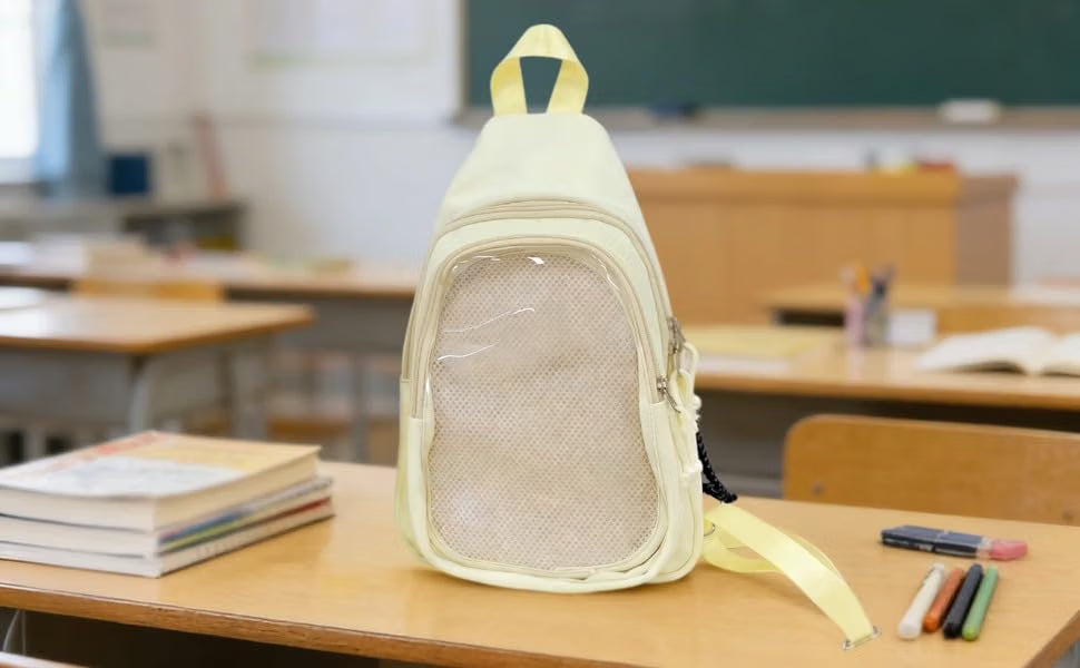 Yellow Aesthetic Ita Bag, Cute Backpack with Clear Window, Large Capacity Lightweight Travel Rucksack