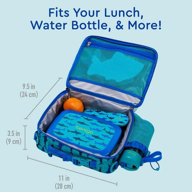 Kids Lunch Bag Set Water Bottle - New & Improved 2023 (Shark)