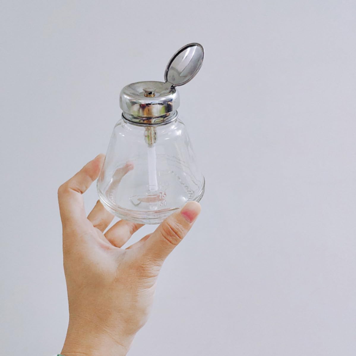 Ml Bottle Pump Remover Dispenser for Nail Polish Push down Press Top, Portable Refill Container, Metal Detail, Prevents Waste, Easy to Carry