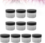 10pcs Ml Plastic Empty Cream Jar with Black Lid for Travel
