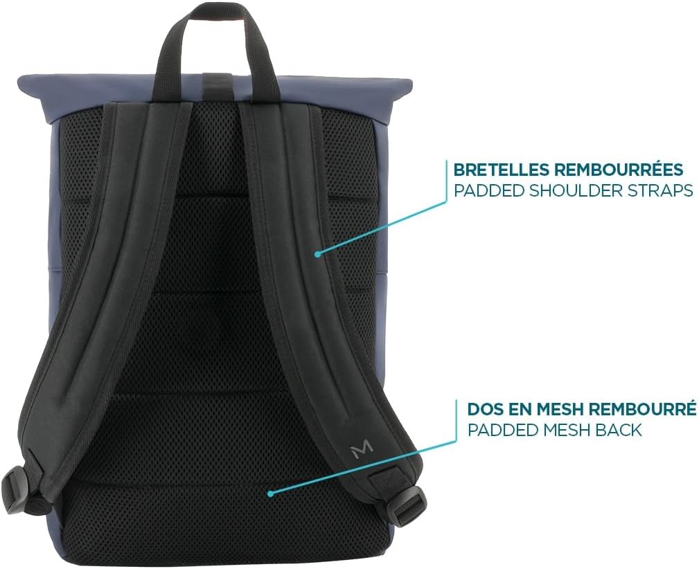 Urban Backpack Rolltop Reinforced Bag for 14-16 Inch Laptop Capacity 16L Water Resistant Midnight Blue