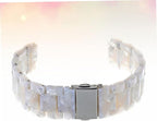 2cm Wide Resin Watchband with Quick Release and White Flowers Adjustable Holes, for Smartwatch and Wrist Wear, Casual Outings or Workplace Style