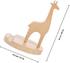 Solid Wood Giraffe Phone Stand Wooden Desk Phone Holder Cartoon Lazy Desktop for Home Office Use