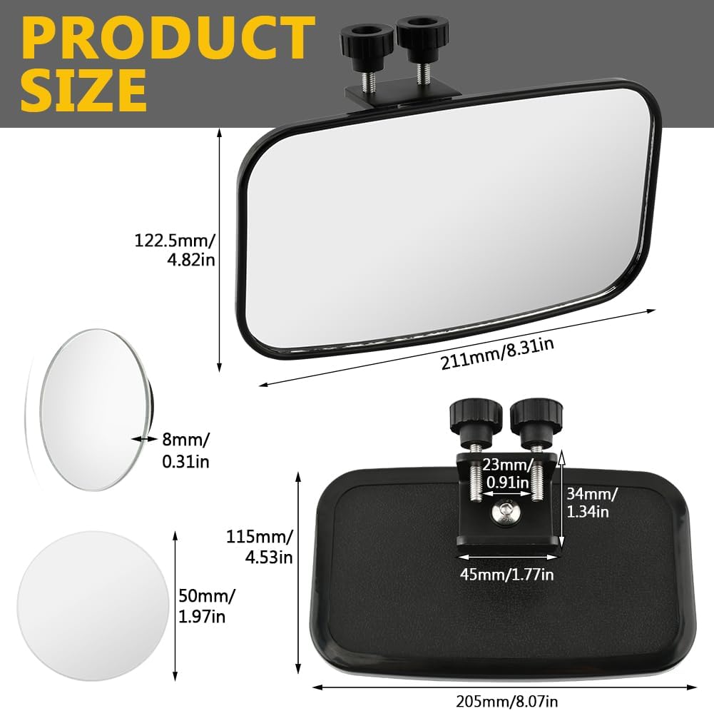 Boat Rear View Mirror, Upgrade Marine Mirror with 300° Curved Surface, 8" W x 4.5" H Boat Mirrors,Marine Mirror for Ski Boats Pontoon Boats Water Skiing Sports Wakeboarding Surfing