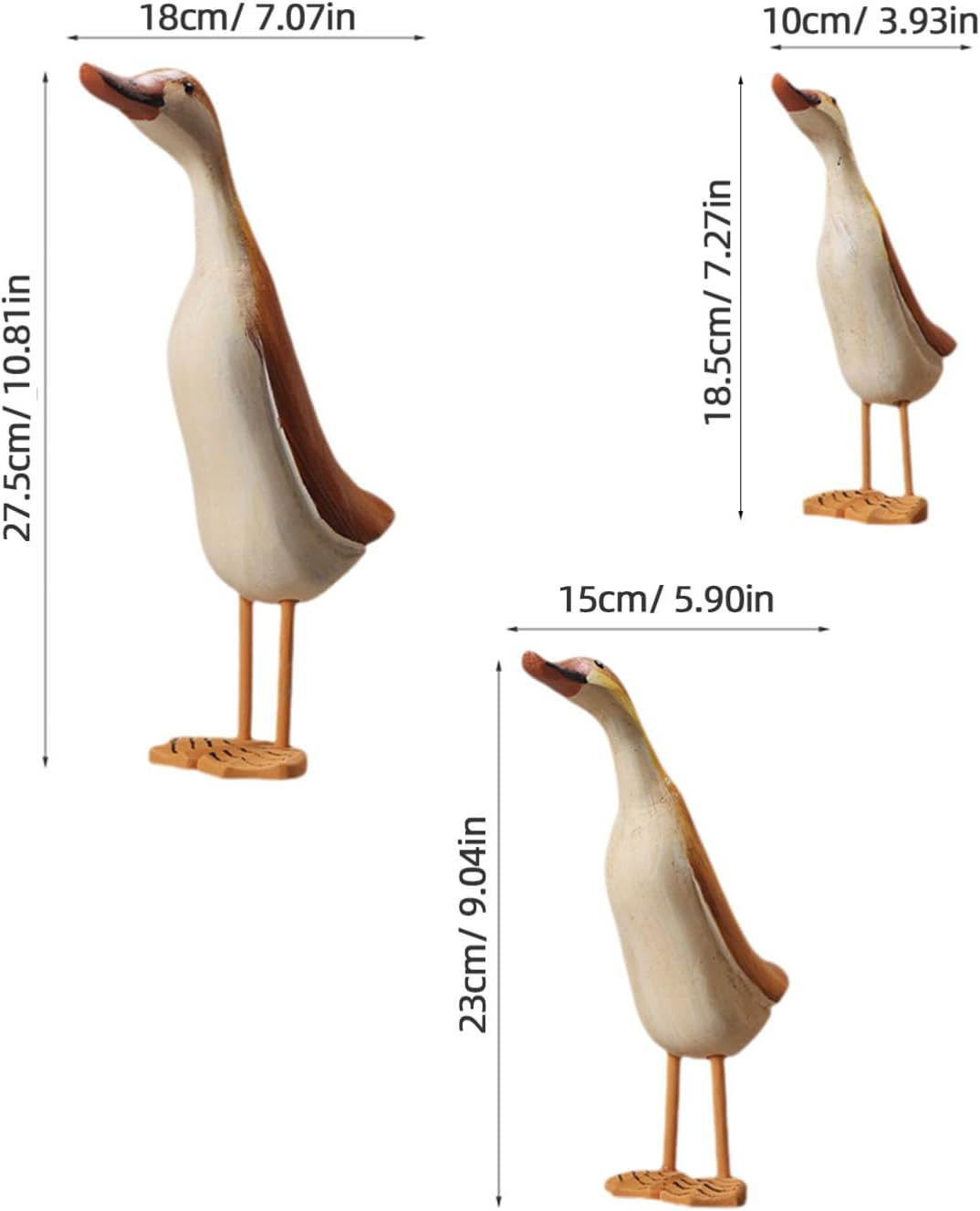 3pcs Wood Duck Figurine Statue, Tabletop Decor for Office Smooth Edges, Comfortable Touch, Safe to Use, Simple Cute Style, Living Room Display
