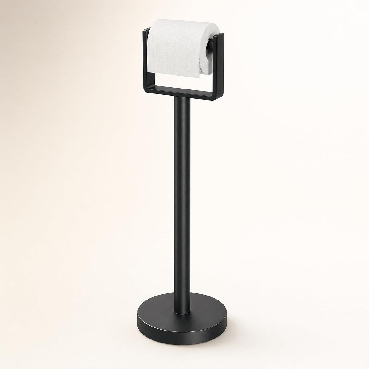 Stainless Steel Toilet Paper Holder Stand with Weighted Base, Free Standing Bathroom Tissue Holder