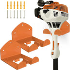 Upgraded Trimmer Rack Wall Mount - 8 Inch Heavy Duty Weed Eater Hanger for Garage Wall - Thickened Steel Garden Power Tool Organizer Bracket for String Trimmer, Lawn Mower & Hose, Orange