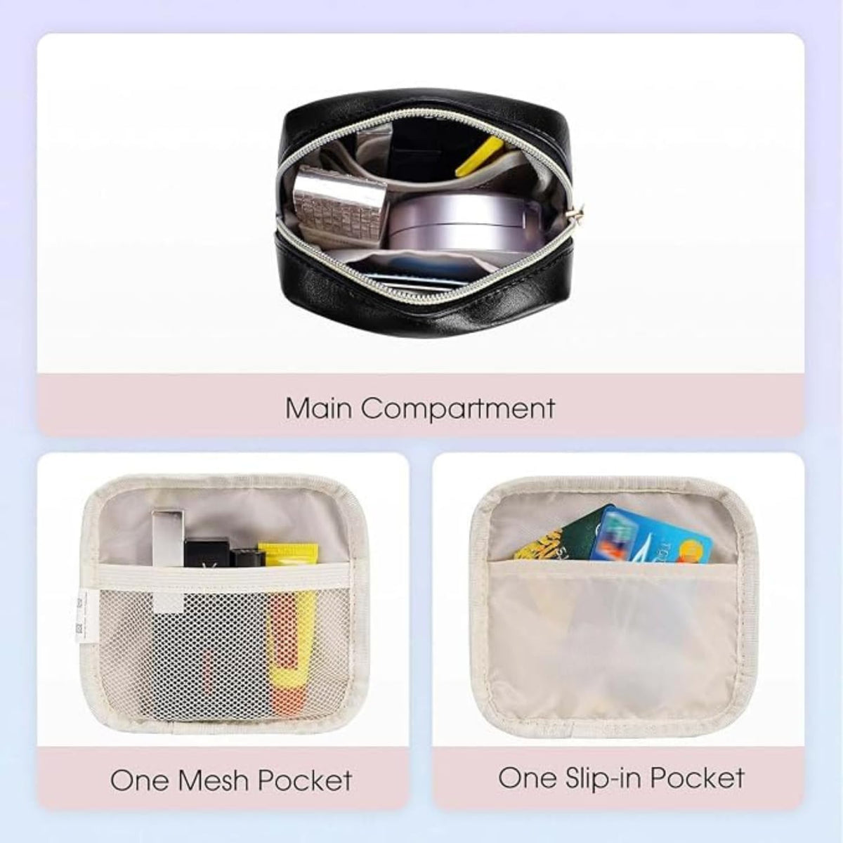 Small Makeup Bag for Purse, Mini Leather Period Bag & Feminine Hygiene Pouch