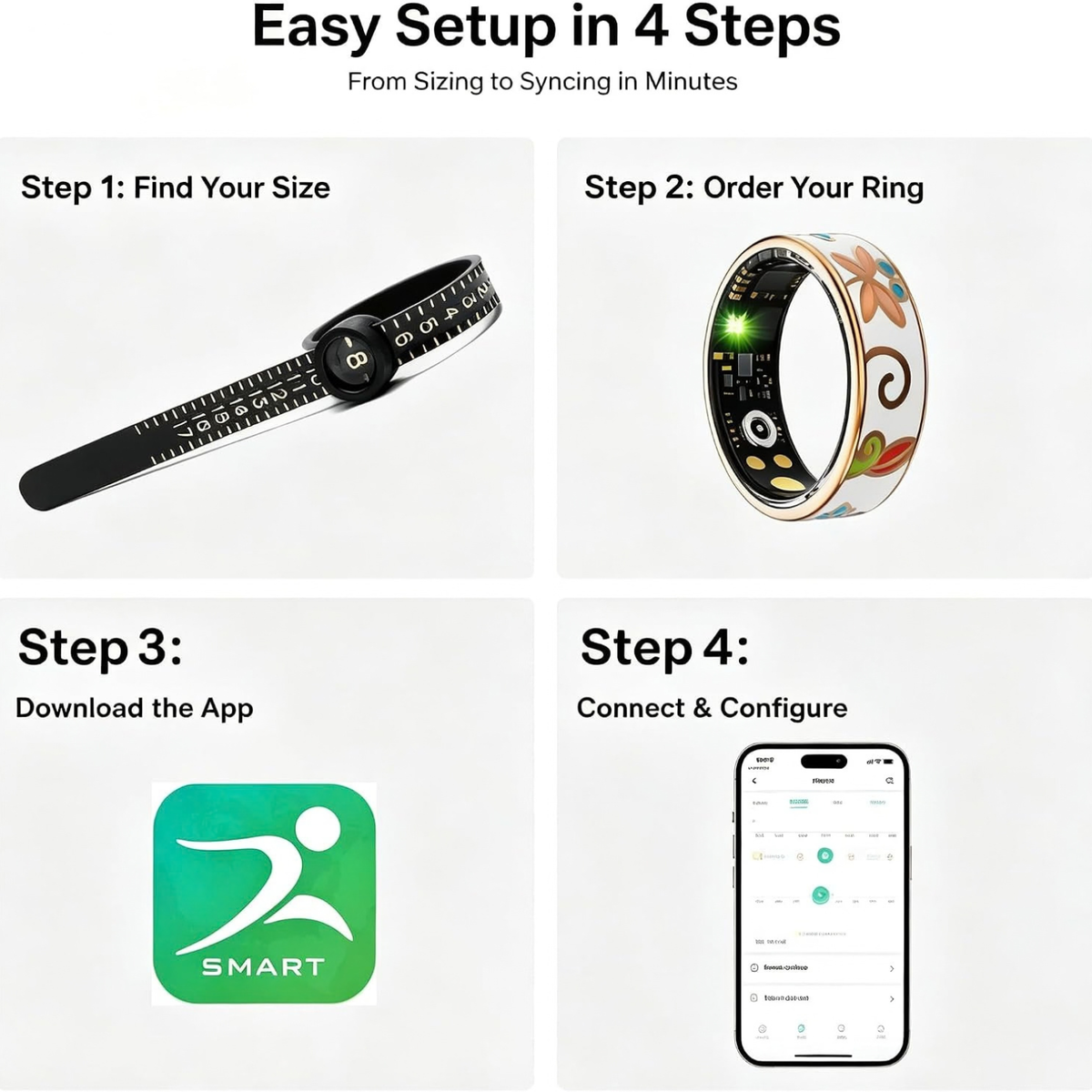Smart Ring for Women and Men, Health Fitness Tracker with Sleep Monitor