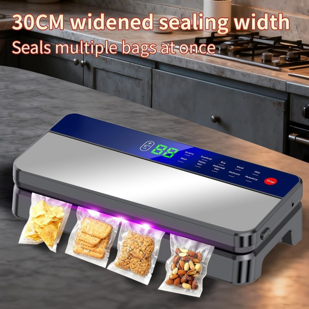 80kPa Vacuum Sealer Machine with 2X Seal, 120W Motor, Built-In Cutter
