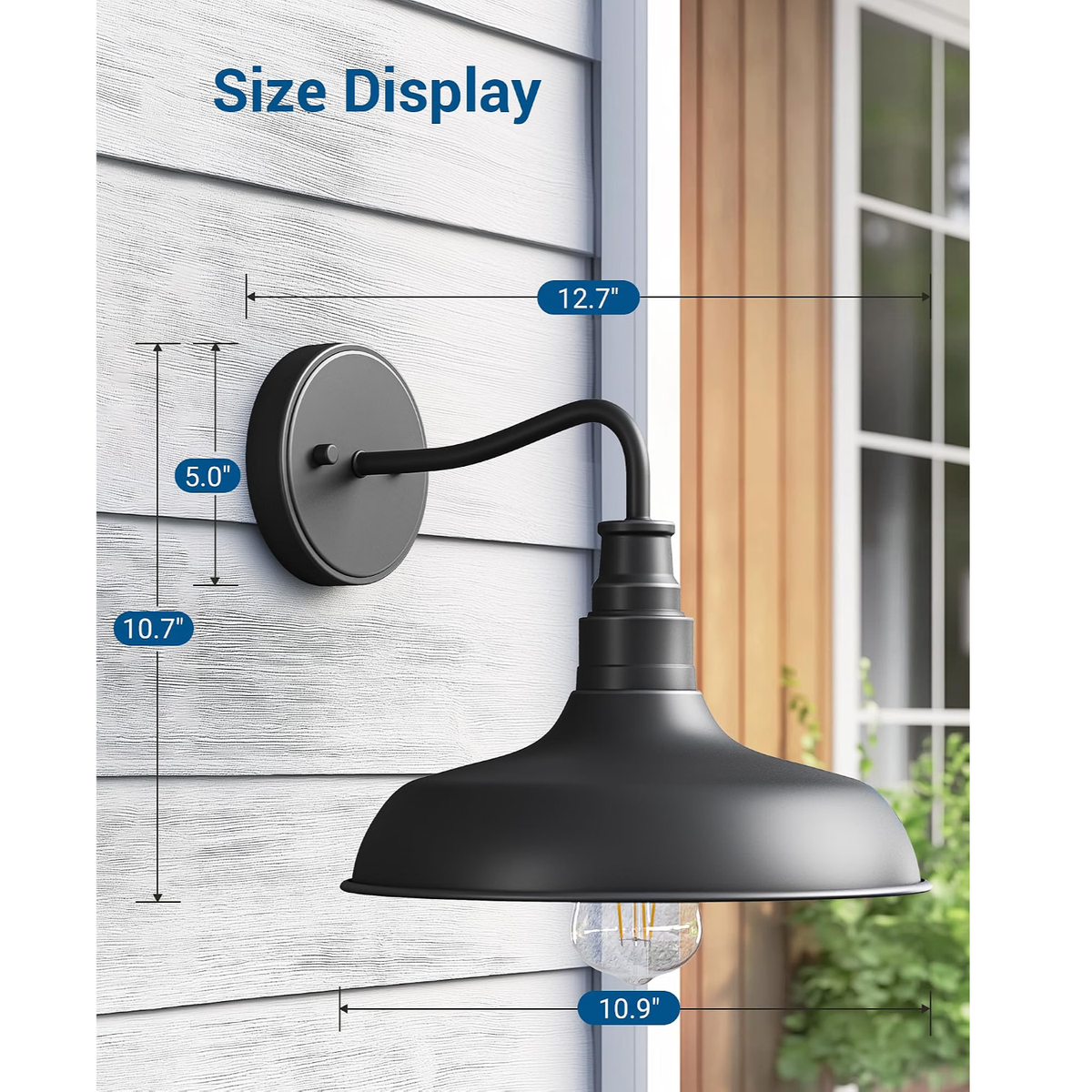 4-Pack Outdoor Gooseneck Barn Lights, Black Farmhouse Wall Sconces for Porch, Garage & Entryway
