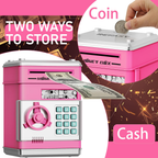 Electronic Piggy Bank Cash and Coin Saving ATM Box