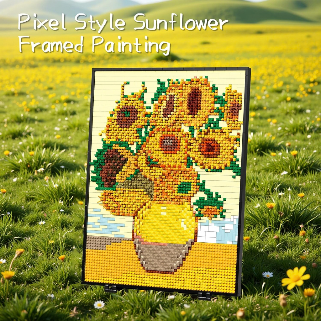 Sunflower Pixelated Brick Art Mini Blocks Wall Art Set for Adults