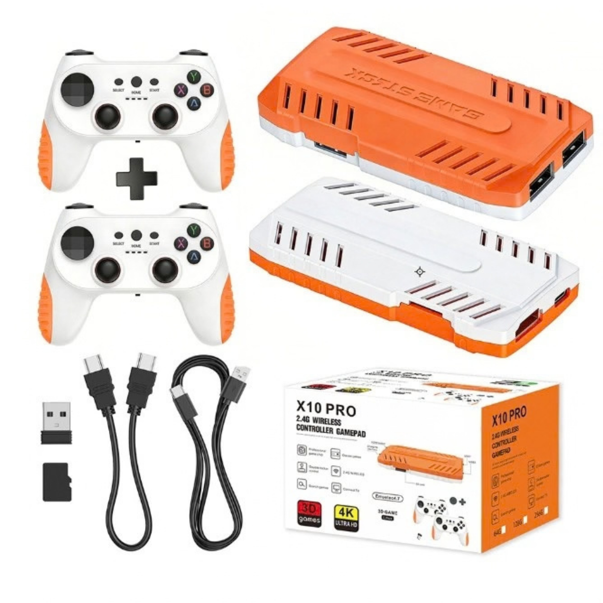 X10 PRO Retro Game Stick with 50000+ Games, 4K HDMI, 2 Controllers