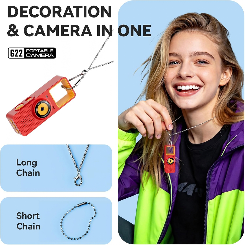 Mini Keychain Camera 1080P HD Pocket Video Recorder with Flip Screen