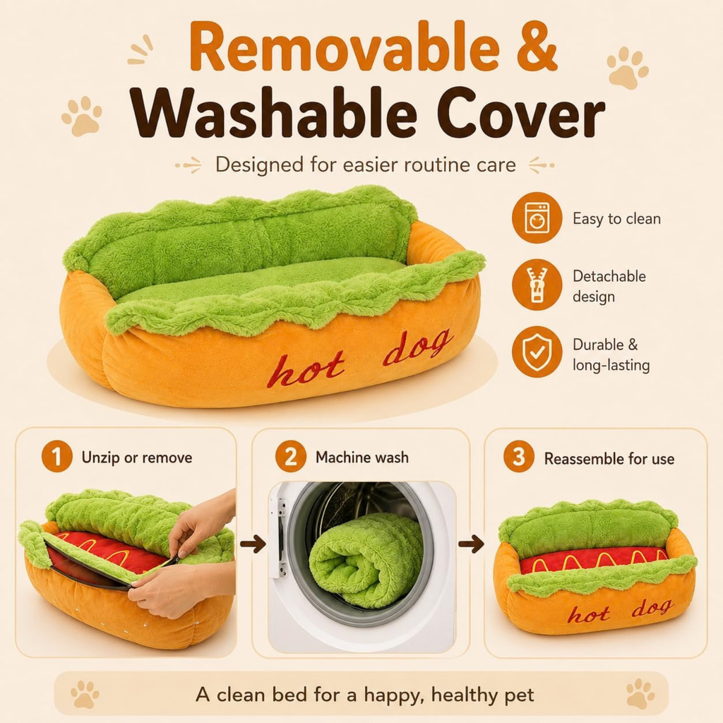 Hot Dog Bed for Dachshund, Plush Cozy Pet Sofa for Small Dogs