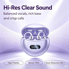 Open Ear Clip On Wireless Earbuds Bluetooth 5.4 Sports Headphones Purple