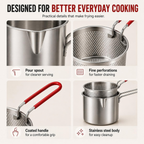 Stainless Steel Pot with Lift-Out Draining Basket & Food Tongs
