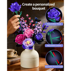 Flowers Bouquet Building Set, Purple Roses Botanical Building Blocks, Gothic Home Decor Gift
